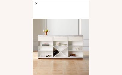 CB2 White Marble Top Kitchen Island XL