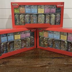 Pokemon Prismatic Evolution 8 Mini Tins Costco Bundle