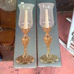 Set of 2 Vintage Hurricane Candle Holders – Never Opened, In Box