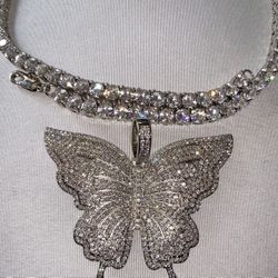 Silver Butterfly 18” Tennis Necklace 