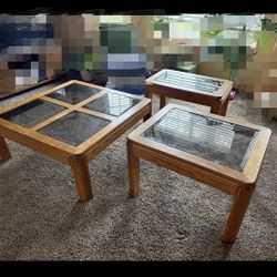Set Of 3 Living Room Tables W Glass Tops ALL FOR $150 OR Best Serious Offer