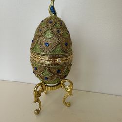 Blue Peacock Egg Music Box