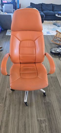 Orange leather office chair great shape