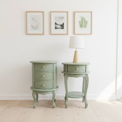 French Provincial Green Nightstand Set