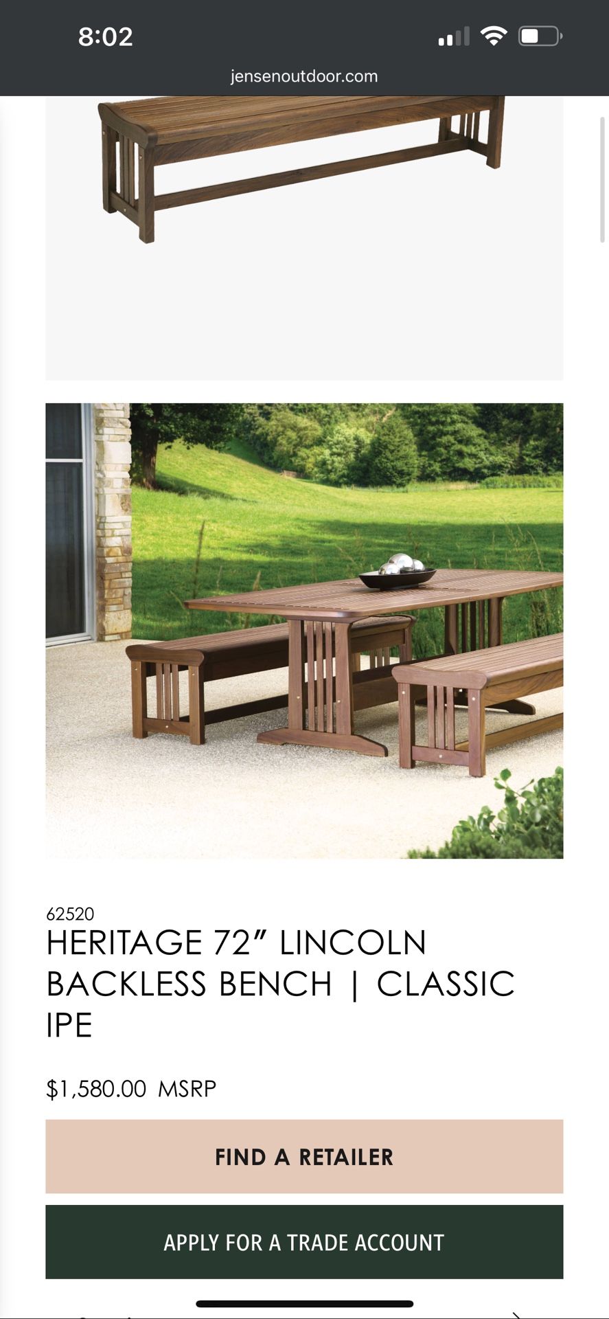 Jensen Leisure Outdoor Bench