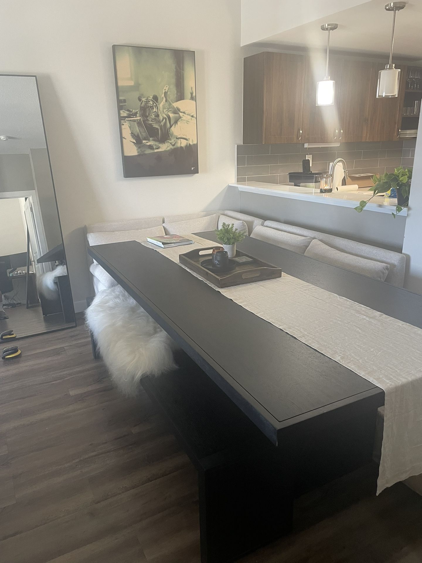 Crate And Barrel Dunewood Charcoal Dining Table