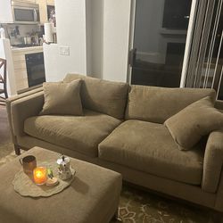 Beautiful beige couch and ottoman 
