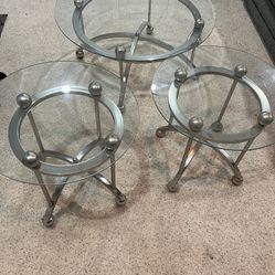 Glass Coffee Table  Set , Coffee Table & 2 End Tables $100