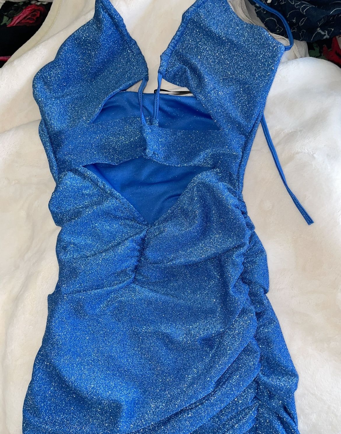 Criss-Cross Glitter Blue Dress Size Medium