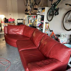 Red Leather Sectional Sofa