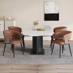 1842d  Modern Dining Chairs Set of 4, Upholstered Faux Leather Kitchen Side Chairs with Curved Open Back, Easy Assembly for Dining Room, Restaurant, C