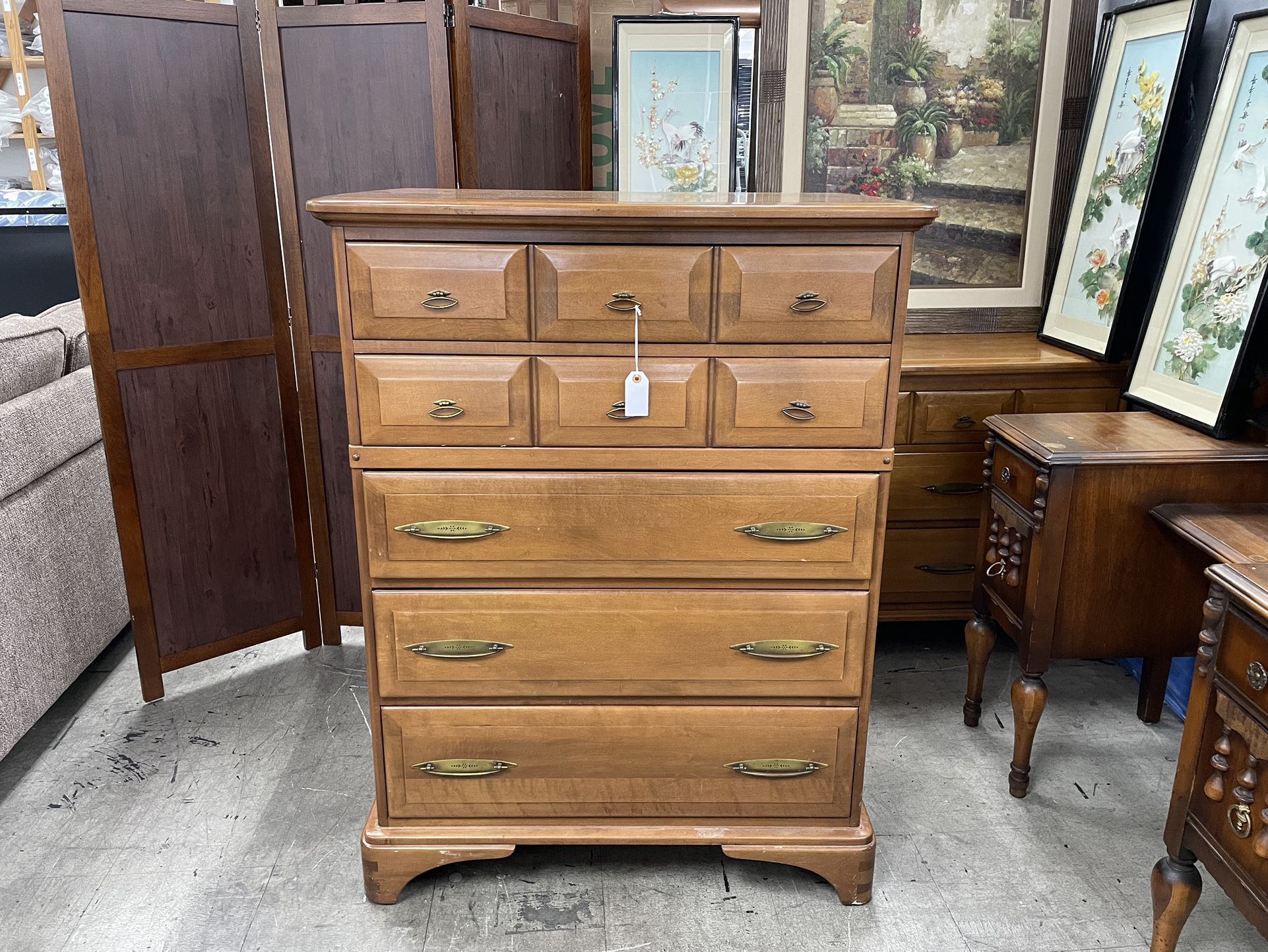 UNIQUE FURNITURE MAKERS Vintage Chest Of Drawers Dresser Solid Maple