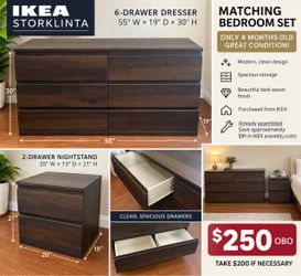 IKEA STORKLINTA 6-Drawer Dresser & Matching Nightstand – LIKE NEW!