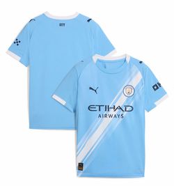 New Youth Puma Manchester City 2025/26 Home Replica Soccer Jersey Haaland