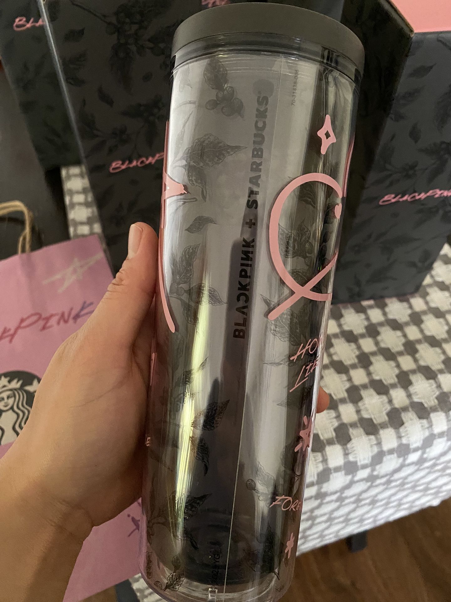 BLACKPINK X STARBUCKS TUMBLER, 160Z DDL BLACK N PINK for