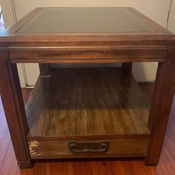 Vintage Basset Wood And Glass End Table Accent Table
