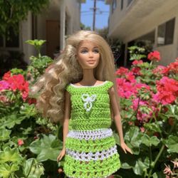 Barbie Green Midi Dress – Elegant Doll Clothes for 11.5” Barbie Dolls