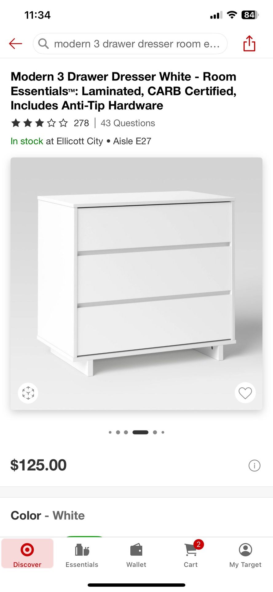$50 Three Drawer Dresser,Storege Or nightstand
