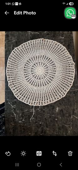 Vintage Ivory and Beige Hand Crochet Doily Round 17”