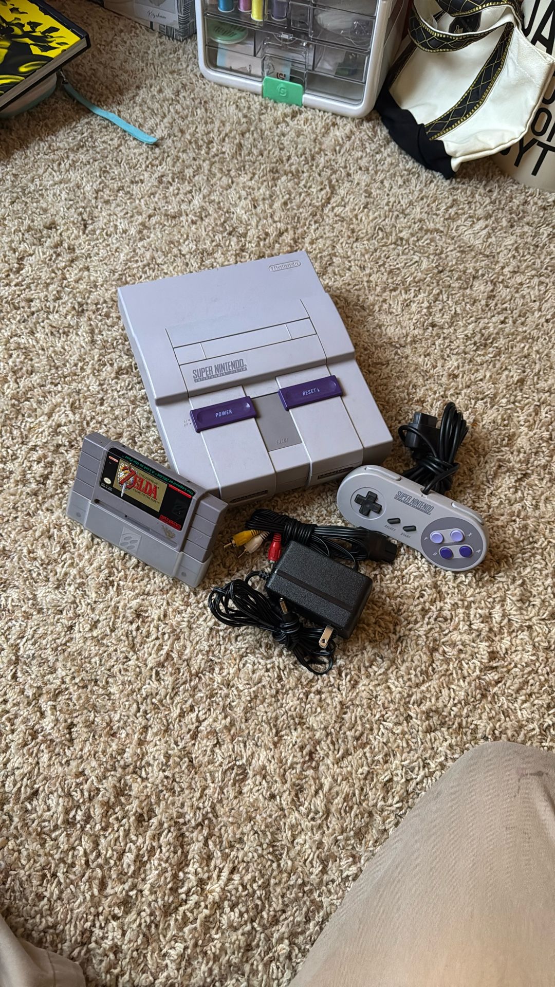 Super Nintendo Console and Zelda Game