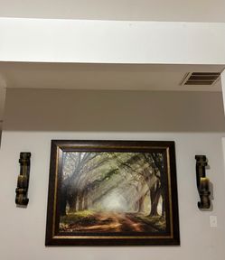 Framed Tree-Lined Path Landscape Print