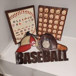 Baseball themed wall decor - 3 pieces  Canvas art
