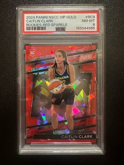 PSA 8 Caitlin Clark VIP Rookies Red Sparkle