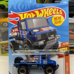 🇩🇪 HOT WHEELS 2017 - Blue Mercedes-Benz Unimog 1300 - HW Hot Trucks 7/250 - 1:64
