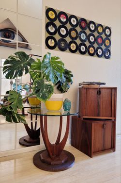 Vintage Mid Century Modern Tambour Door Night Stand Pair