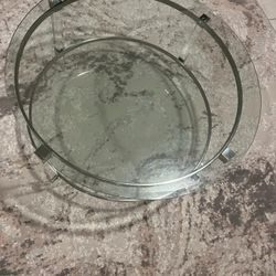 Modern 2-Tier Round Glass Coffee Table – Acrylic & Chrome