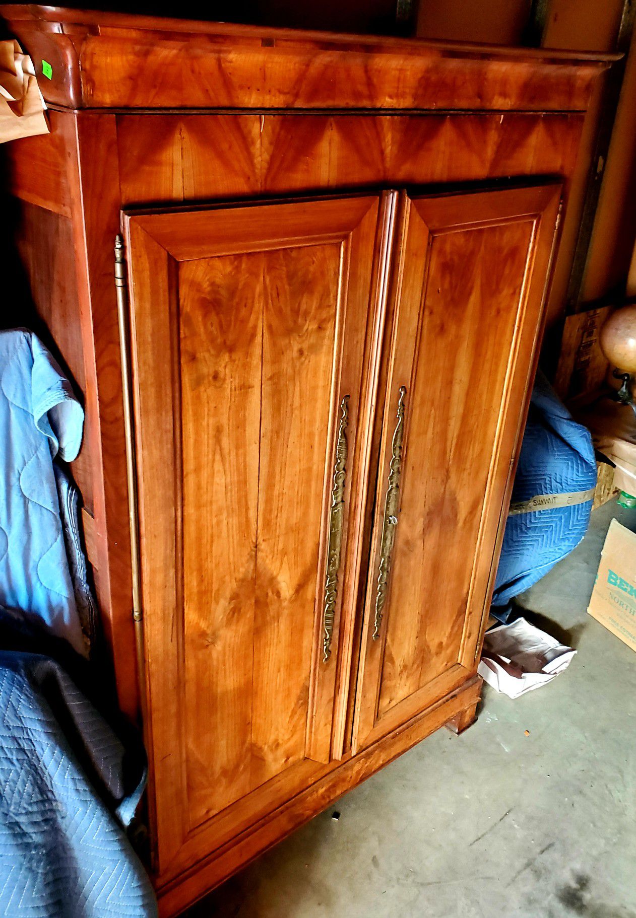 19th Century Tiger Wood Antique Armoire