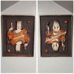 Mid-Centry King & Queen of Hearts Wall Plaques