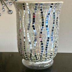 Pretty Mirrored Candle Holder 9”