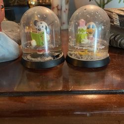 Vintage and Collectable Disney World Mickey Mouse and Donald Duck Holiday Snow Globes