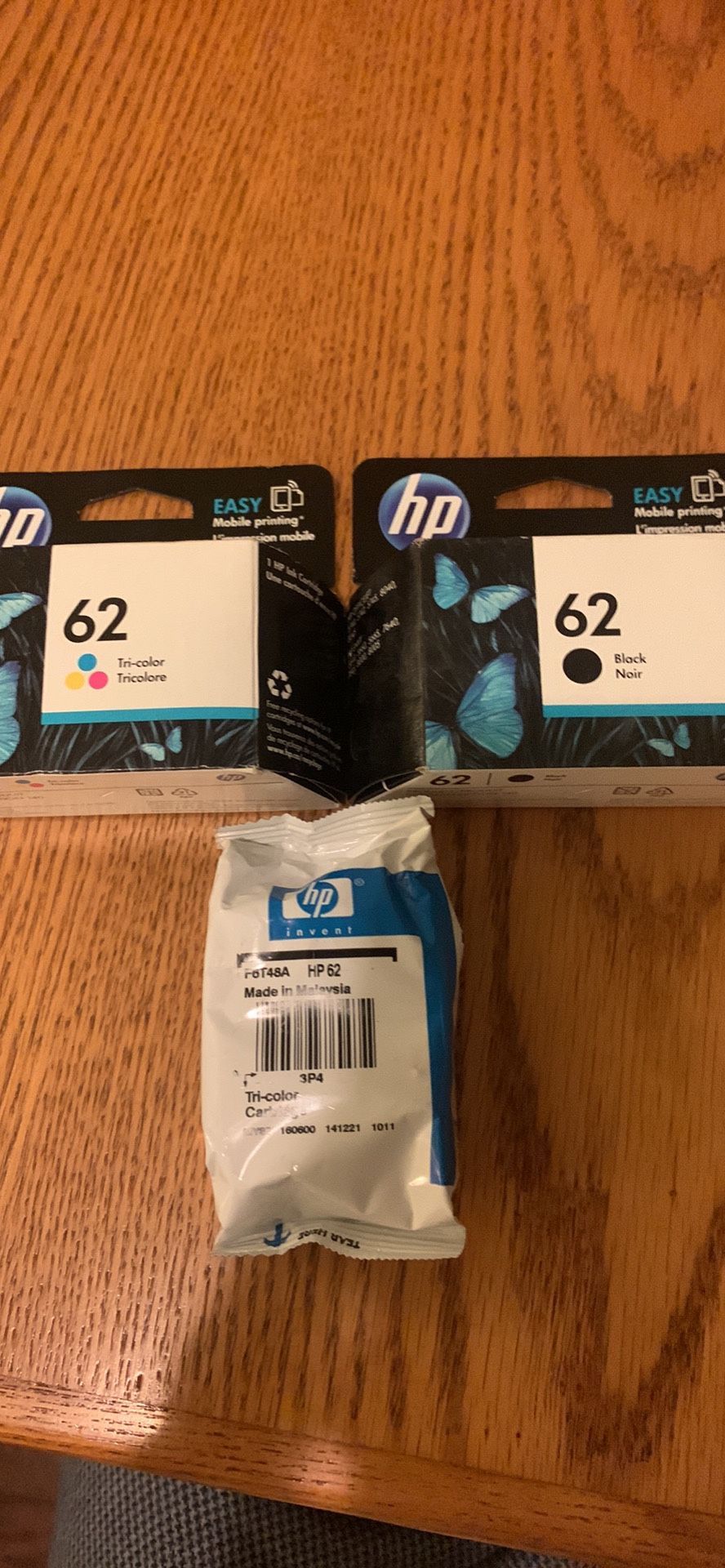Genuine HP 62 Black and Tri-Color Ink Cartridges Expired 2016 New Sealed