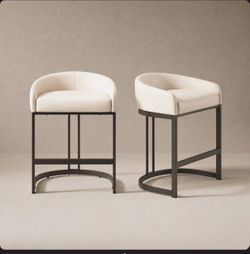 New Set of 2 beige PU Leather Counter Height Bar Stool with Metal Frame $55 firm