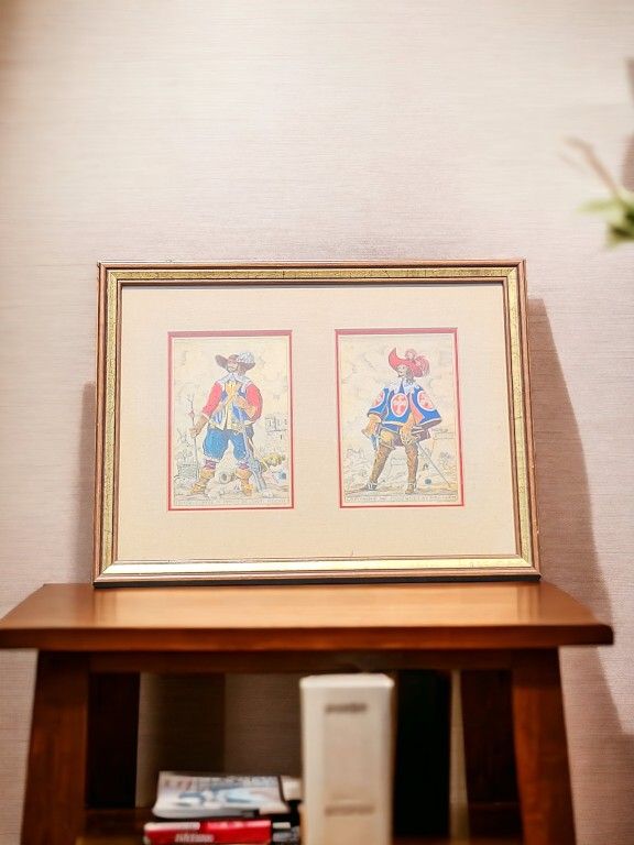 19th Century English Framed Hand Painted Cavalry. 10 H 