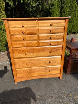 High Boy OAK DRESSER 5 DRAWERS solid wood