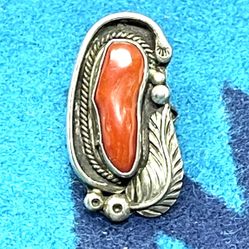 Estate Navajo D &J Clark Coral Ring