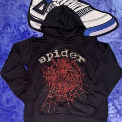 Spider hoodie rine stones red and black