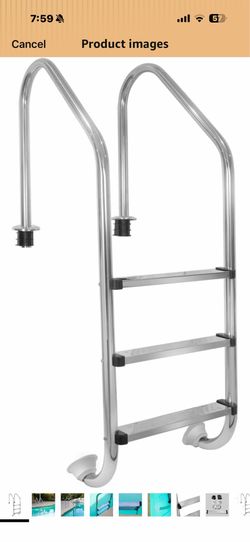 XtremepouwerUS 3-Step Swimming Pool Ladder, Non-Slip Steps Ladder, In-Ground Stainless Steel Step for Indoor/Outdoor Pool, Easy Assembly and Climbing 