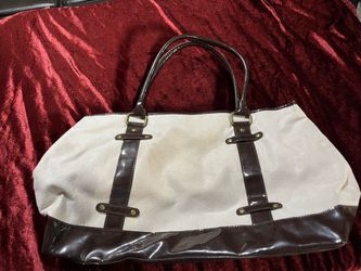 Brown and tan handbag
