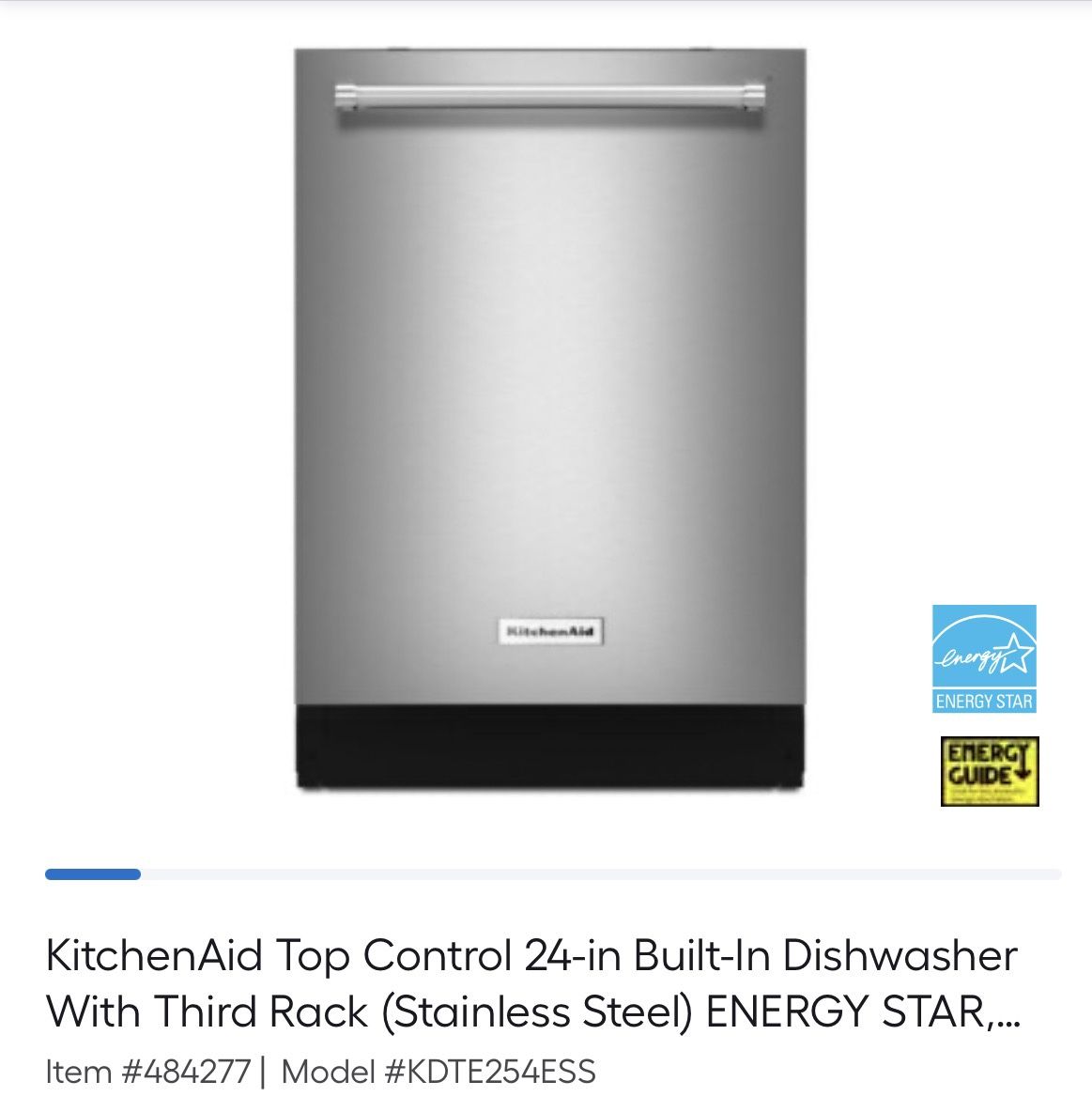 Kitchen Aid 24” Stainless Dishwasher