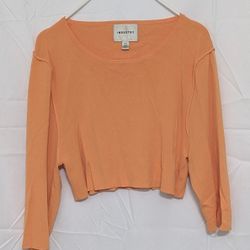 Industry Peach Rayon Knit Raw Hem Cropped Top - Size Small - Item #: TOP-030