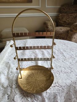 Vtg Metal Brass Look Display Stand from India