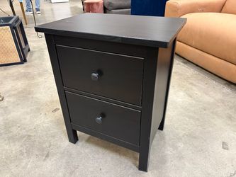 IKEA Hemnes Black 2 Drawer Nightstand with Aged Silver Pulls