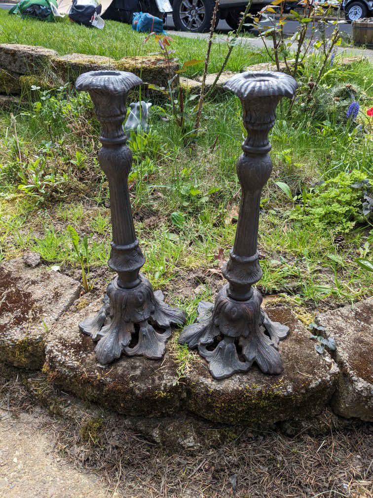 2 Cast Iron Candle Holders