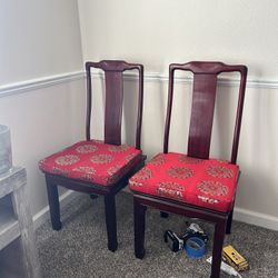 Rosewood Large Chairs With Silk Cushions