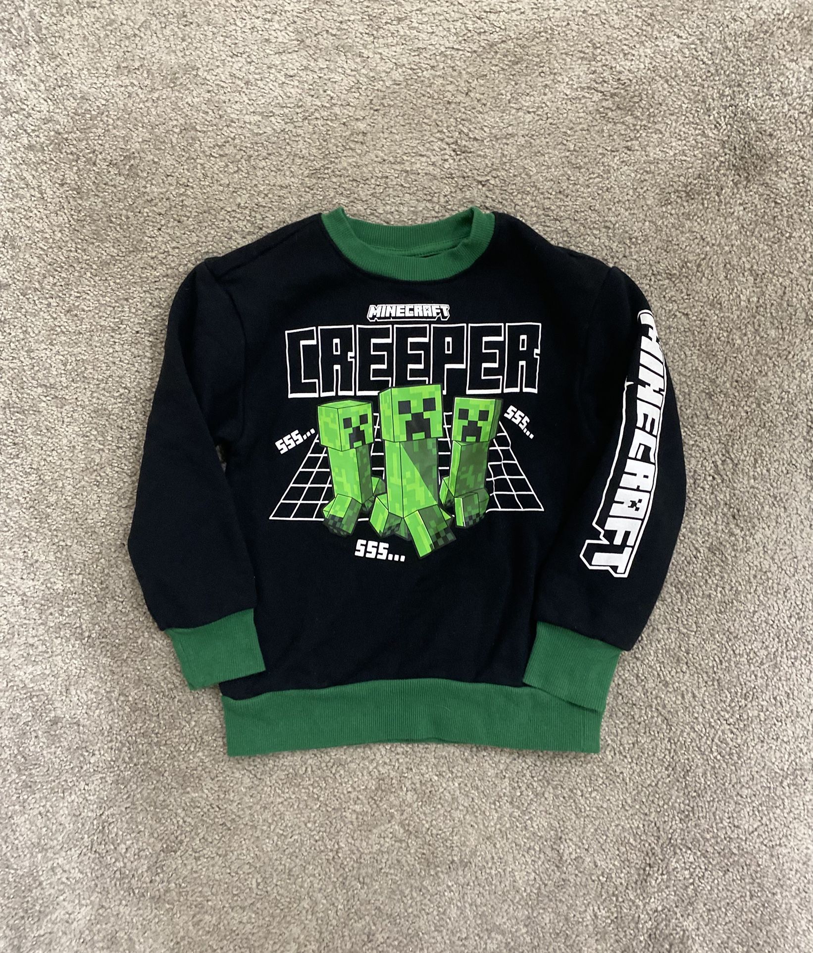 Boys Minecraft Fleece Creeper Sweater Size XS (4/5)