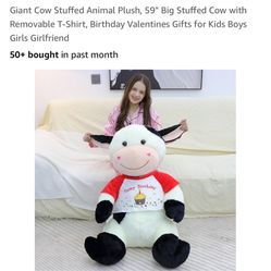 59’ Giant Stuffed Cow For Bdays Gifts Parties Brand New
